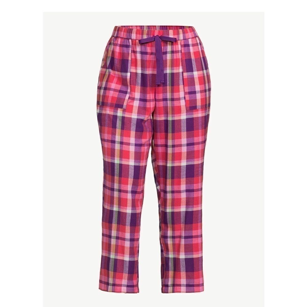 Joyspun Women's Print Flannel Sleep Pants, Size Medium